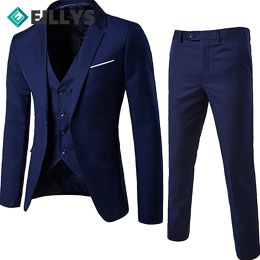 Jackets Male Slim Formal 3pcs Suits Men Wedding Prom Suit Tuxedo Fit Men Business Work Wear Suits Wonderful Groom Jacket+pants+vest