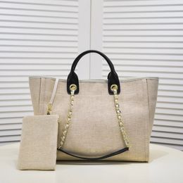 Tasche Bag Damen Tasche Designer Handtasche Strandtasche für Frauen die Einkaufstaschen mit Kettenmenschen Handtaschen große Einkaufstasche Baumwollstoff Stoff Brieftasche verfolgen 93