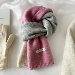 Scarves Winter Scarf Wear Resistant Women Korean Style Thermal Neck Wrap Gift Windproof Polyester Knitted For Girl