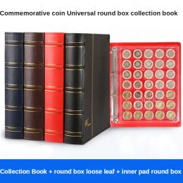 Bags 105 Pcs Leather Coin Album Coin Album for Coins Pockets Tokens Commemorative Coin Medallions Badges Collection Book