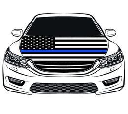 Thin Blue Line USA national flag car Hood cover 33x5ft 100polyesterengine elastic fabrics can be washed7683143