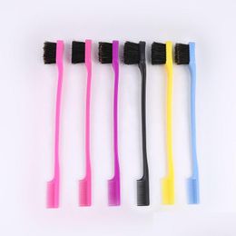 Hair Brushes Mticolor Double Sided Edge Brush Comb Styling Hairdressing Salon Hairs Combs Eyebrow Beauty Tools Drop Delivery Products Dhp6E