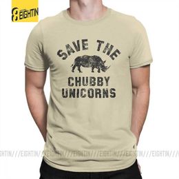 Men's T-Shirts Save The Chubby Unicorns T-Shirts Geek Funny T Shirt Man Short Sleeves Funny Tees Round Collar Cotton Tops Plus Size T Shirt T240425