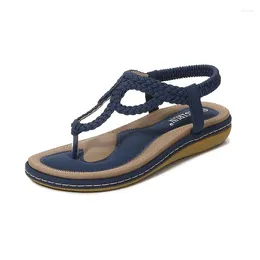 Casual Shoes Summer Women 2cm Platform 3cm Wedges Low Heels Roman Sandals Lady Vintage Elegant Braid Outside Beach Bohemian Pinched
