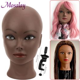 Stands Mannequin Head Dolls Display Cosmetology Manikin Head Dolls Bald African Training Head Without Hair For Making Wig Hat Display