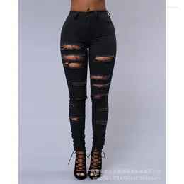 Women's Jeans Wepbel Denim Skinny Ankle-Length Pants Ripped Y2K High Waist Summer Stretch Ankle-Tied Trousers Jean