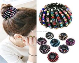 Women Girls Hair Clips Rhinestone Colourful Bud Hair Claw Maker Bun Crystal Bird Nest Hairgrip Hairpins Girl Fashion Accessories9044654