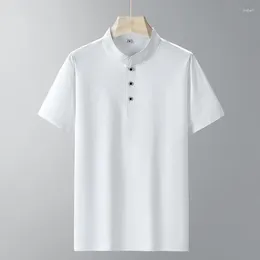 Men's Polos Small Stand Collar Polo Shirt Short Sleeve