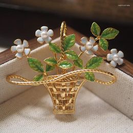 Brooches Mediaeval Fashion Enamel Craft Flower Basket Brooch