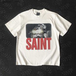 Men's T-Shirts Frog Drift SAINT MICHAEL Streetwear Best Quality Astronaut Graphics Vintage Clothing Loose Oversized T Shirt Tops Tees For MenQ240425