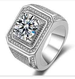 New Hiphip Full Diamond Rings For Mens Women039s Top Quality Fashaion Hip Hop Accessories Crytal Gems 925 Silver Ring Men0393437913205289