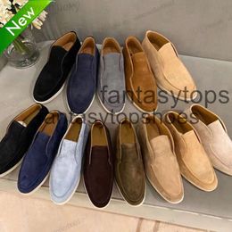 Loro Piano LP Summer shoes High-quality Casual Embellished Shoe Walk Charms Suede Loafers Shoes Beige Genuine Leather Comfort Slip on Flats Mens Women