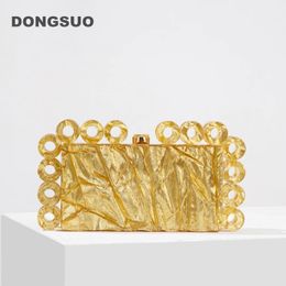 Women Acrylic Box Evening Clutch Bags For Wedding Party Luxury gold black silver ivory Purses And Handbags Designer High Quality 240415