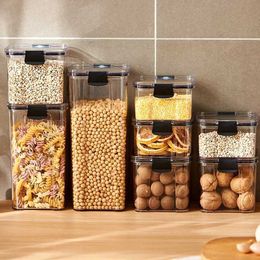 Food Savers Storage Containers 5-size sealed food storage box transparent plastic multi grain can stackable dry tank kitchen organizer H240425