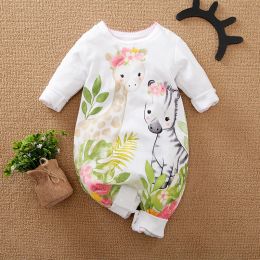 One-Pieces Spring And Autumn Girls' Cute Cartoon Animal Pattern Cotton Comfortable Long Sleeve Baby Clothing Bodysuit