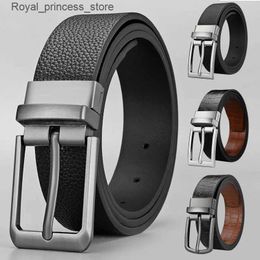 Belts Minimalist Texture New Mens Belt Buckle High Quality Genuine Leather Edition Business Design Golf Jeans Accessories Belt Q240425