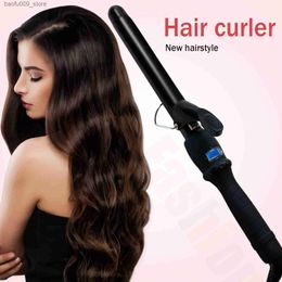 Curling Irons Adjustable LCD curler ceramic glass length temperature curling iron professional hairstyle tool Q240425