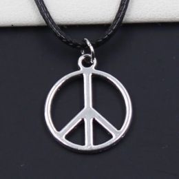 Necklaces New Durable Black Faux Leather Peace Sign Symbol Pendant Cord Choker DIY Necklace Retro Boho Tibetan Silver Colour