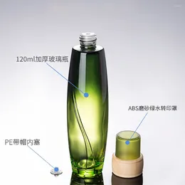 Storage Bottles 50pcs/a Lot 4 Oz Skincare Toner Glass Bottle Portable 120ml Green Bamboo Lid Cosmetic With