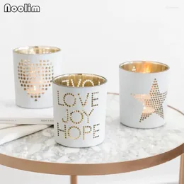 Candle Holders NOOLIM Romantic European Star Heart Letters Candlestick Glass Wedding Bar Party Home Decor