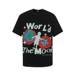 Men's T Shirts Summer World Planet Character Print White Black Top Tees For Men And Women Short Sleeve Crew Neck Baggy Cotton Tshirt