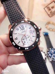 Wristwatches Luxury Mens Quartz Chronograph Watch Stopwatch Stainless Steel Black Blue Rubber Rose Gold Sapphire