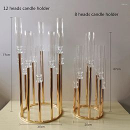 Candle Holders 10pcs Metal Holder Acrylic Cover Vase Wedding Dining Table Focus Pillar Stand Street Lamp Party Decoration