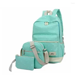 Backpack 3 Pcs/set Canvas School For Grils Teenager Travel Bags