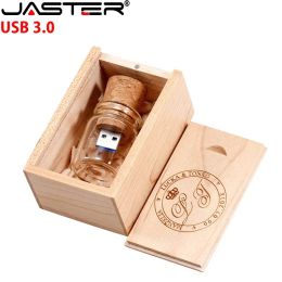 Drives JASTER 5PCS/Lot USB 3.0 U Disc Glass Drift Bottle With Cork Flash Drive Pendrive 4GB 8GB 16GB 32GB 64GB 128GB Wedding Gift