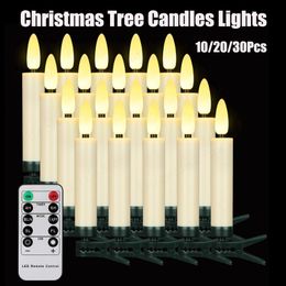 10/20/30Pcs Christmas Tree Candles Lights LED Flameless Taper Flickering with Remote Timer and Dimmable for Xmas/Wedding 240417