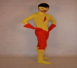 Kid Flash Spandex Superhero Costume Halloween Party Cosplay Zentai Suit4092082