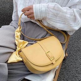 Shoulder Bags Solid Color Women Crossbody Bag Fashion Semicircle Saddle PU Leather For Female Handbags Designer