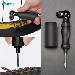 Tools SWTXO 2 in 1 Mini CO2 Bike Pump Air Inflator Bicycle Schrader Presta Valve Adapter Bicycle Tubeless Tire Repair Tool Hand Pump