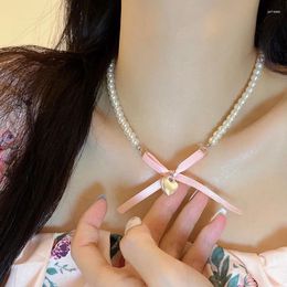 Collane a pendente Y2K Pink Rope Collana del cuore di pesca per donne Retro Sweet Harajuku Charm Gioielli regalo