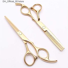 Hair Scissors C1005 6 17cm Customized Golden Hairdressing Scissors Factory Price Cutting Scissors Thinning Shears Professional Human Hair Scissors Q240425