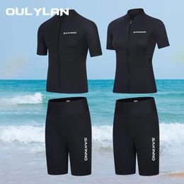 Oulylan 2mm Men Wetsuit Neoprene Diving Suit Split Short Sleeve Women Wet Suit Front Zip Spearfishing Swim Surfing Swimwear 240416