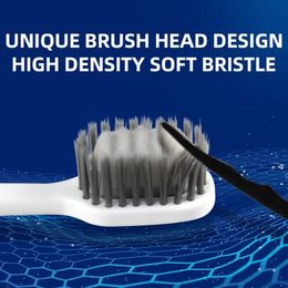 2024 1PC Personal Environmental Bamboo Charcoal Toothbrush for Oral Health Low Carbon Medium Soft Bristle Wooden Handle Toothbrushnatural oral care brush