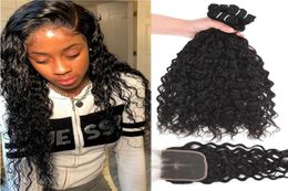 9A Malaysian Virgin Hair 4 Bundles With Lace Closure Water Deep Loose Wave Human Hair Bundles With 4x4 Lace Closure Hair Extension8322643