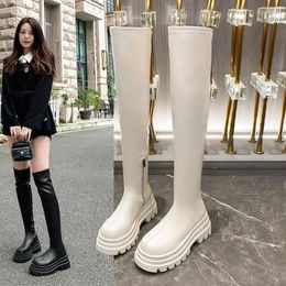 Boots 2024 Autumn Winter Brand Design Over The Knee Women Platform Chunky Heels Elastic Thigh Long Casual Slim Shoes Woman