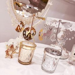 Candle Holders Tealight Candlestick Holder Rotating Wedding Centrepieces Glass Gold Tea Light Portacandele Votive 50KO212