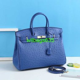 Bk 2530 Handbags Ostich Leather Totes Trusted Luxury Bags New Ostrich Patterned Platinum Top Layer Cowhide Luxury Brand Celebrity Same Genui have logo HBBR0D