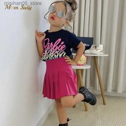 Clothing Sets Fashion Baby Girl Pleated Skirt Infant Toddler Child Solid Colour High Waist Clothes Party Dance 1-10Y Q240425