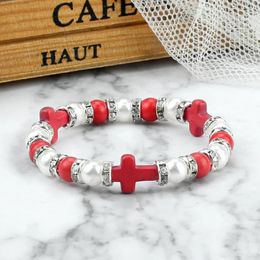 Charm Bracelets Prayer Women Natural Stone Beads Bracelet 8mm Fashion Imitation Pearl Handmade Men Chain Couple Friendship Jewellery Gift