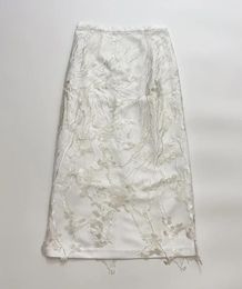 Skirts 2024 Spring/summer Lace Jacquard Double Slit Straight Skirt 0412