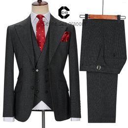 Men's Suits ( Jacket Vest Pants ) Cenne Des Graoom Men Tailor-Made Costume Homme Casual Business Formal Wedding Groom Grey