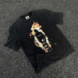 Men's T-Shirts Frog Drift Saint Michael Streetwear Fashion Flame Graphics Printed Vintage Clothing Loose Oversized Tops Tees T Shirt For MenQ240425