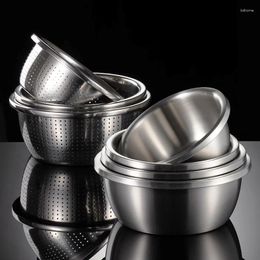 Bowls Stainless Steel Thickened Round Spice Jar Dishwasher Basin Fruit And Vegetable Cleaning Draining Cooking Kitchen Utensils