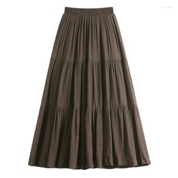 Skirts 2024 Summer For Women High Waist Versatile Slim A-line Mid Length Vintage Splicing Large Skirt Hem White