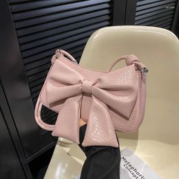 Evening Bags Trend Bowknot Women Underarm Bag Fashion Stone Stripped Zipper Single Shoulder Simple Office Lady Handbags