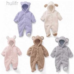 Rompers Newborn Baby Rompers Autumn Winter Warm Fleece Baby boys Costume Baby Girls Clothing Animal Overall Baby Jumpsuits d240425